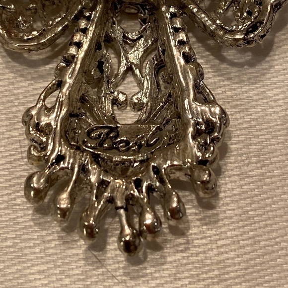 Vintage Filigree Silver-toned Angel Brooch with Halo and Wings. Signed: Best. - Picture 3 of 3